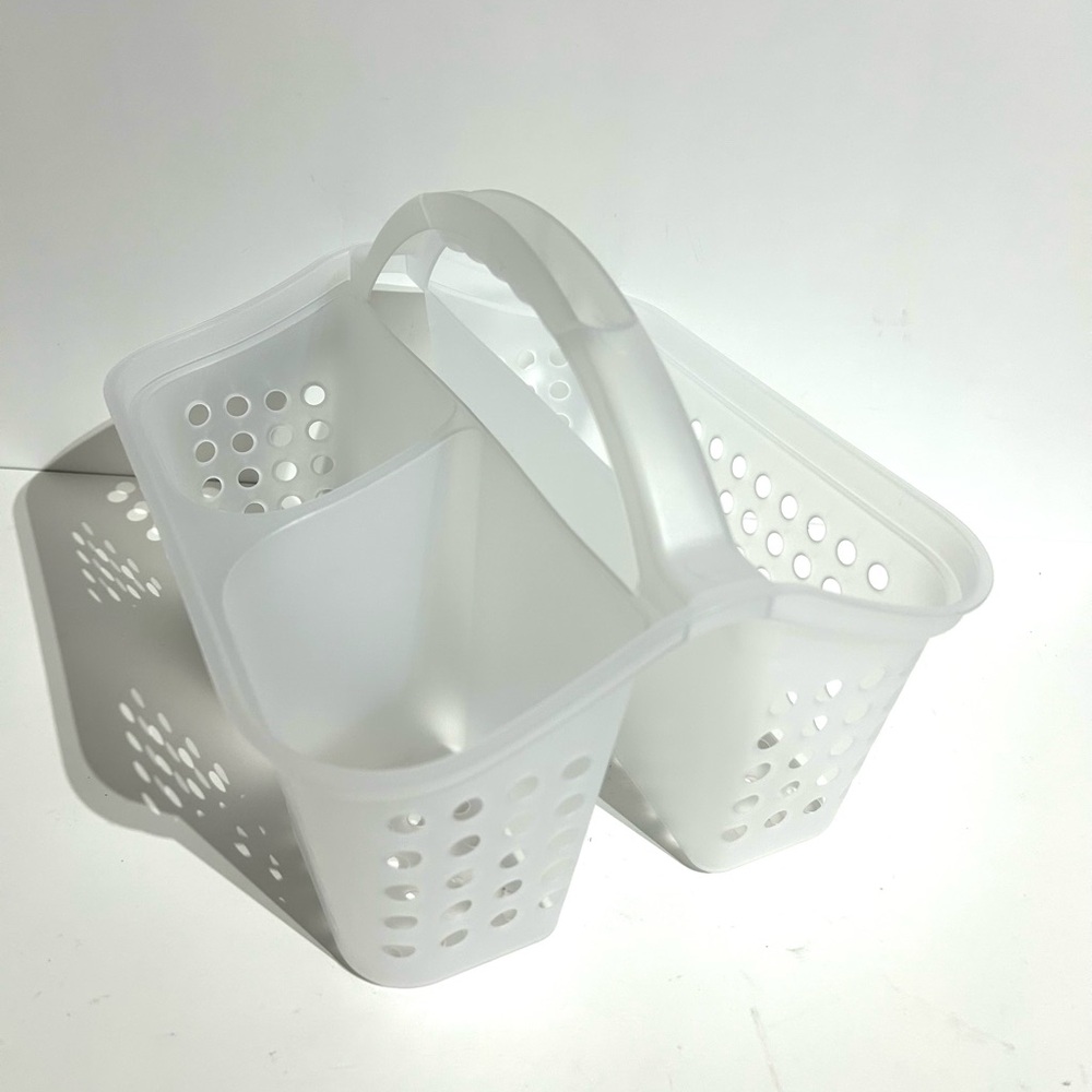 Shower Bath Caddy with Handle 3 Compartments Clear Sturdy Plastic College Dorm